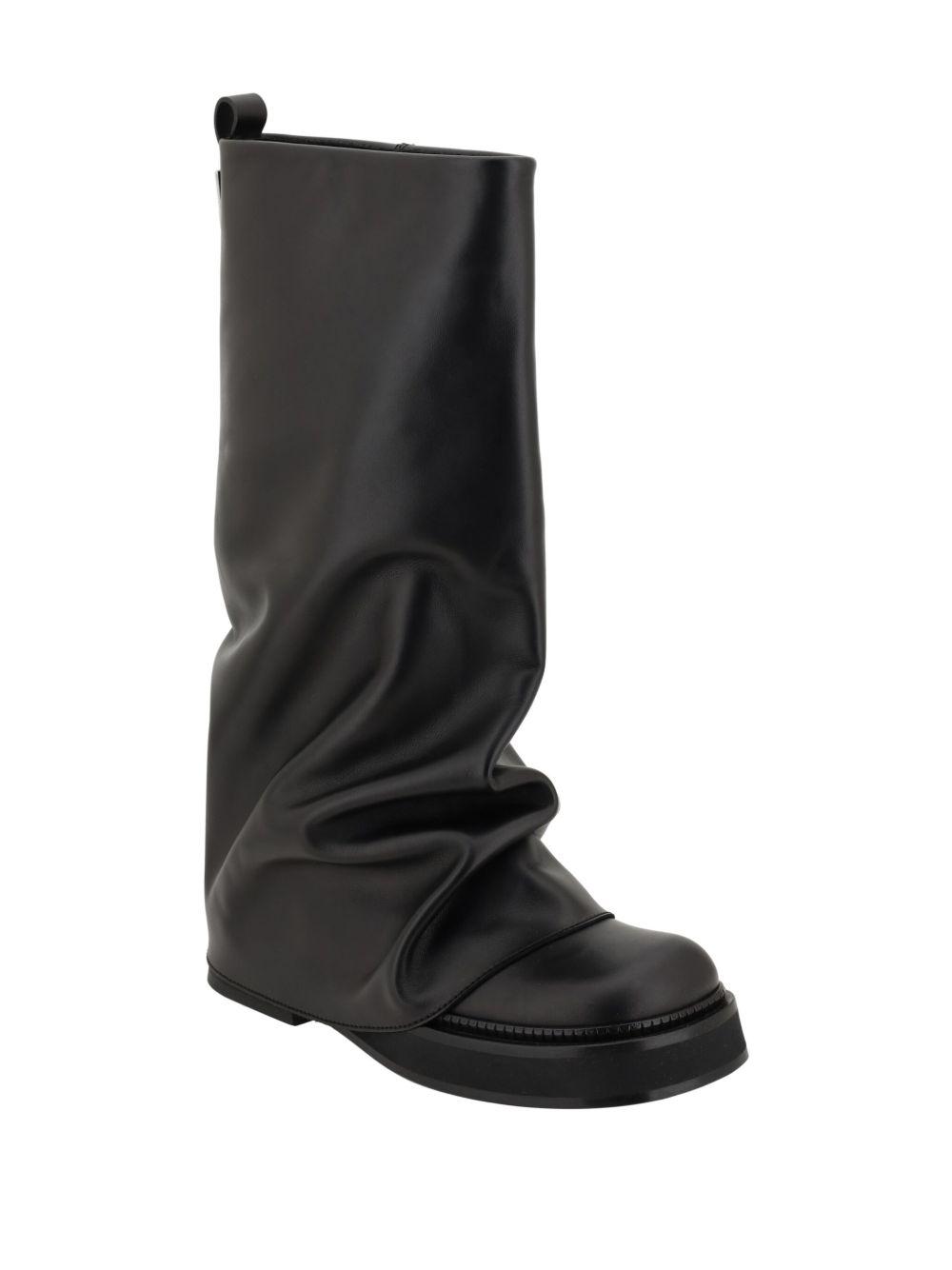 ATTICO Robin Layered Leather Knee Boots In Black Product Image