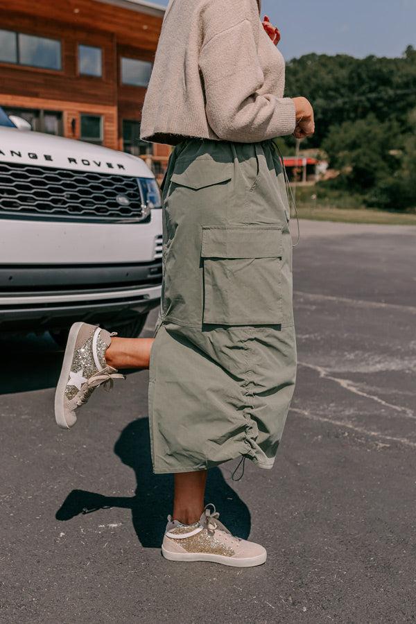 Cool Energy Cargo Midi Skirt in Sage Product Image