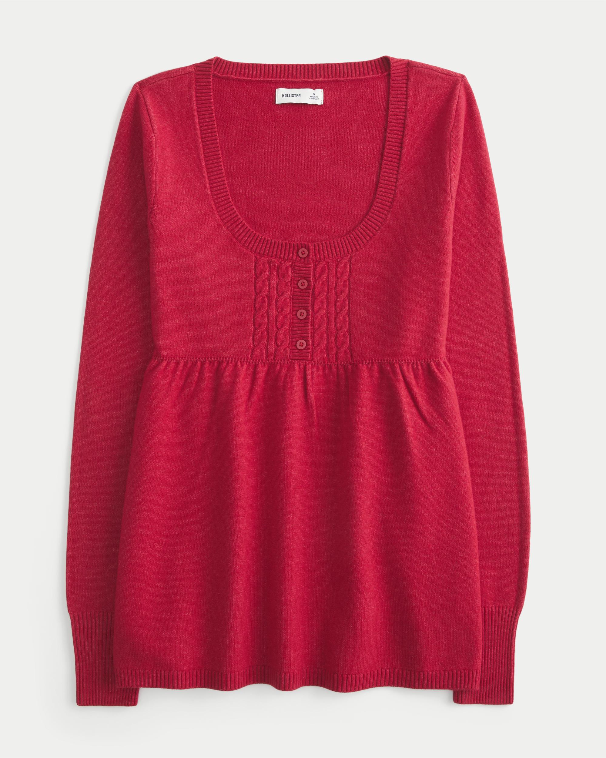 Easy Cable-Knit Babydoll Sweater Product Image