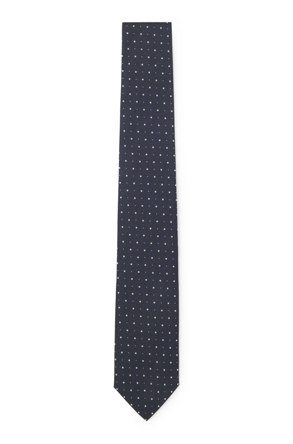 BOSS - Silk-blend tie with jacquard pattern - Dark Blue Product Image