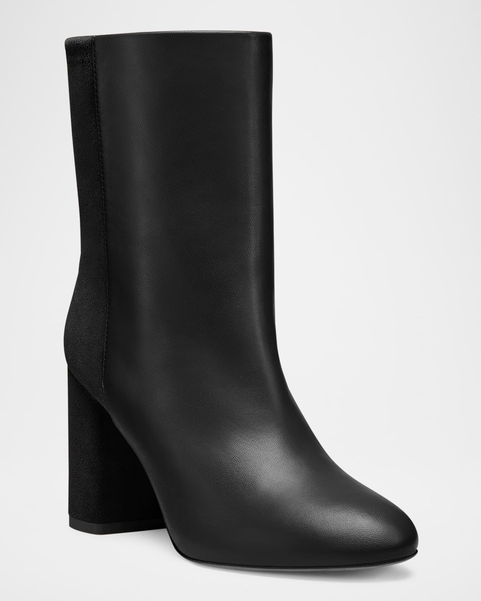 Strut Mixed Leather Ankle Booties Product Image