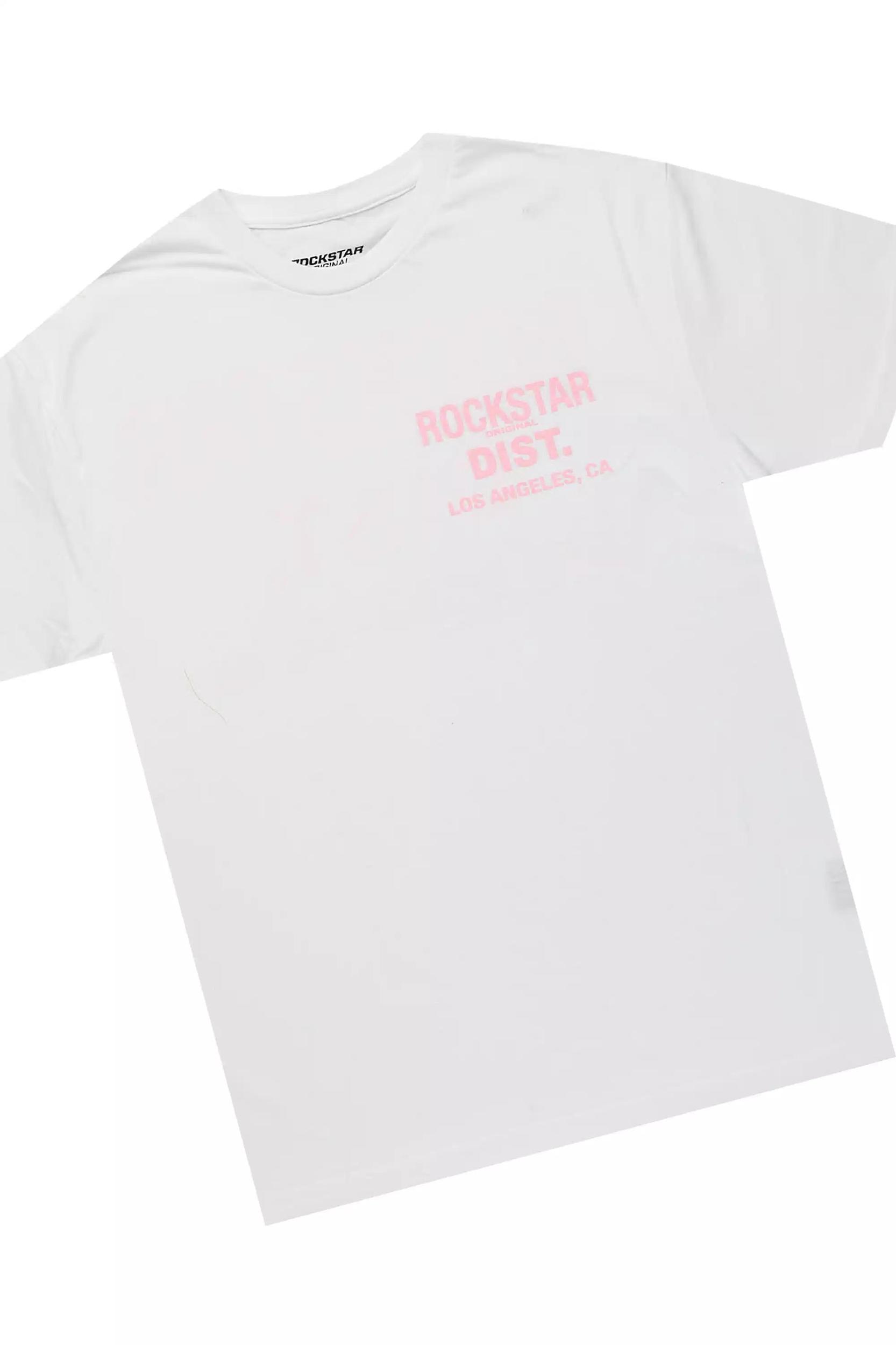 Jelissa White/Pink T-Shirt Short Set Female Product Image