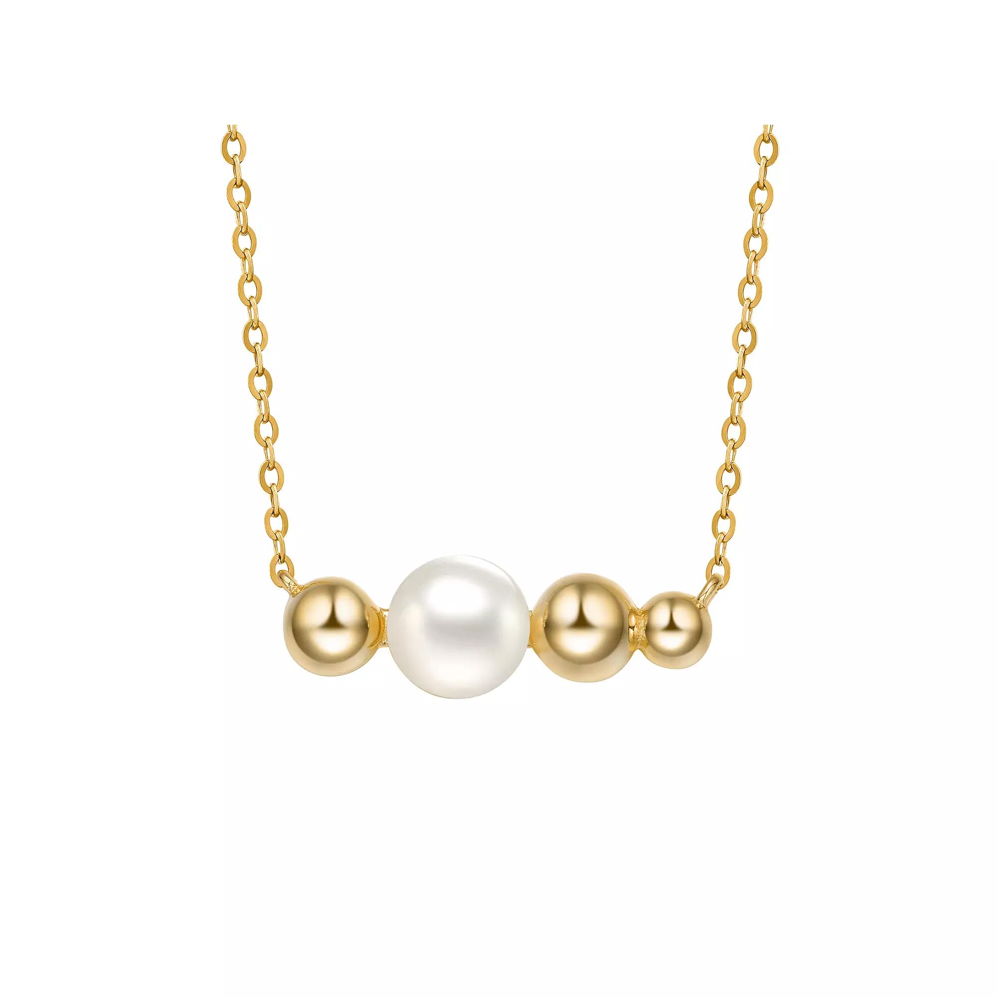 14k Gold Sterling Silver Freshwater Cultured Pearl Necklace, Womens Gold Tone Product Image