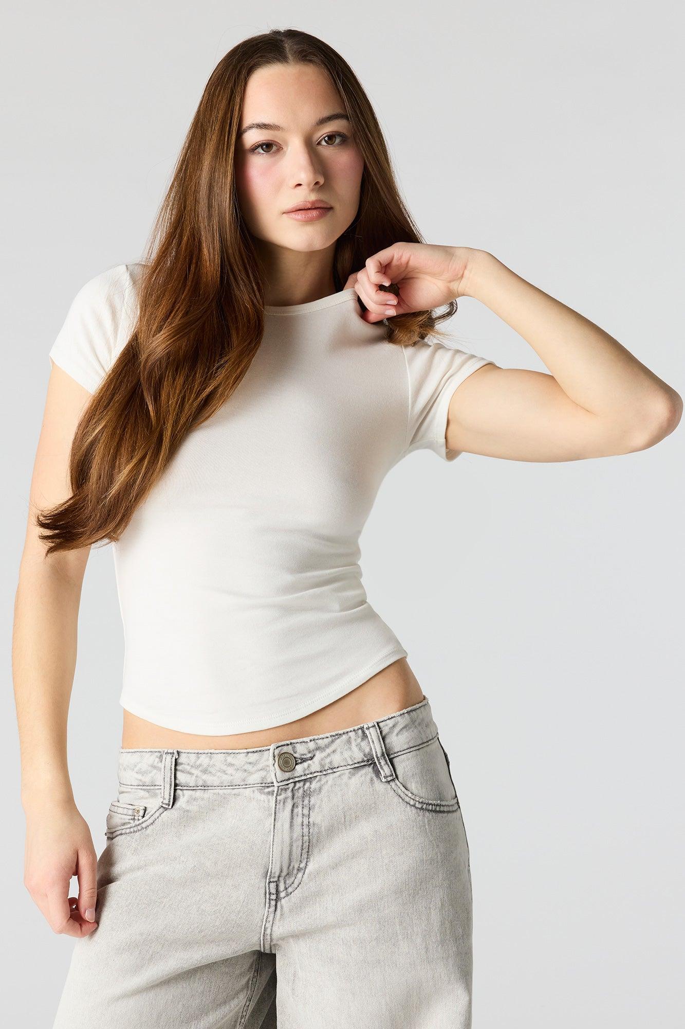 Curved Hem T-Shirt Female Product Image