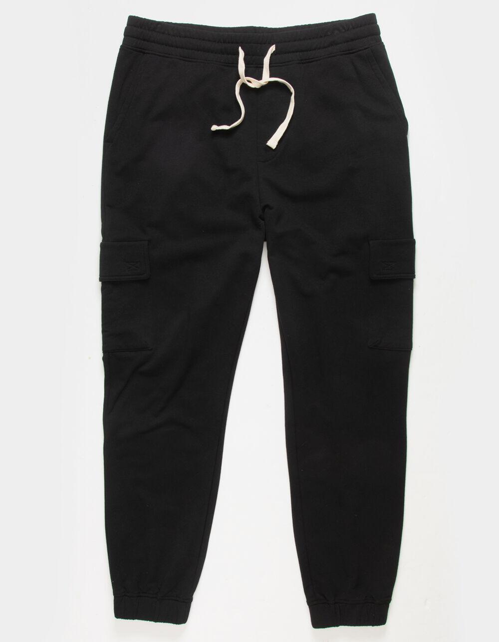 RSQ Mens Fleece Cargo Jogger Sweatpants - BLACK Product Image