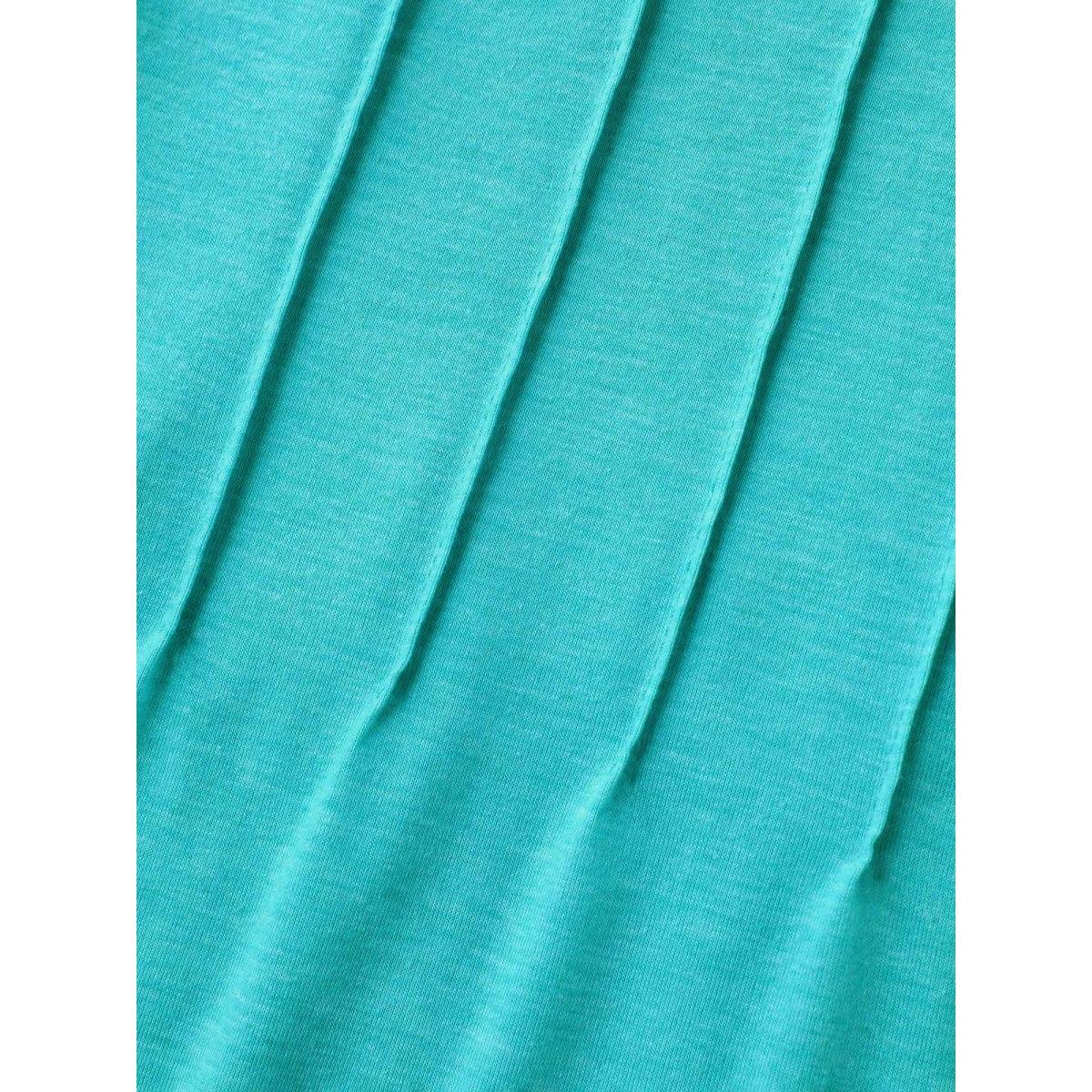 Plus Size Pleated Neck-Tie Solid T-Shirt Arctic Women Leisure Tucked seam Round Neck Casual T-shirts BloomChic 10/M Product Image