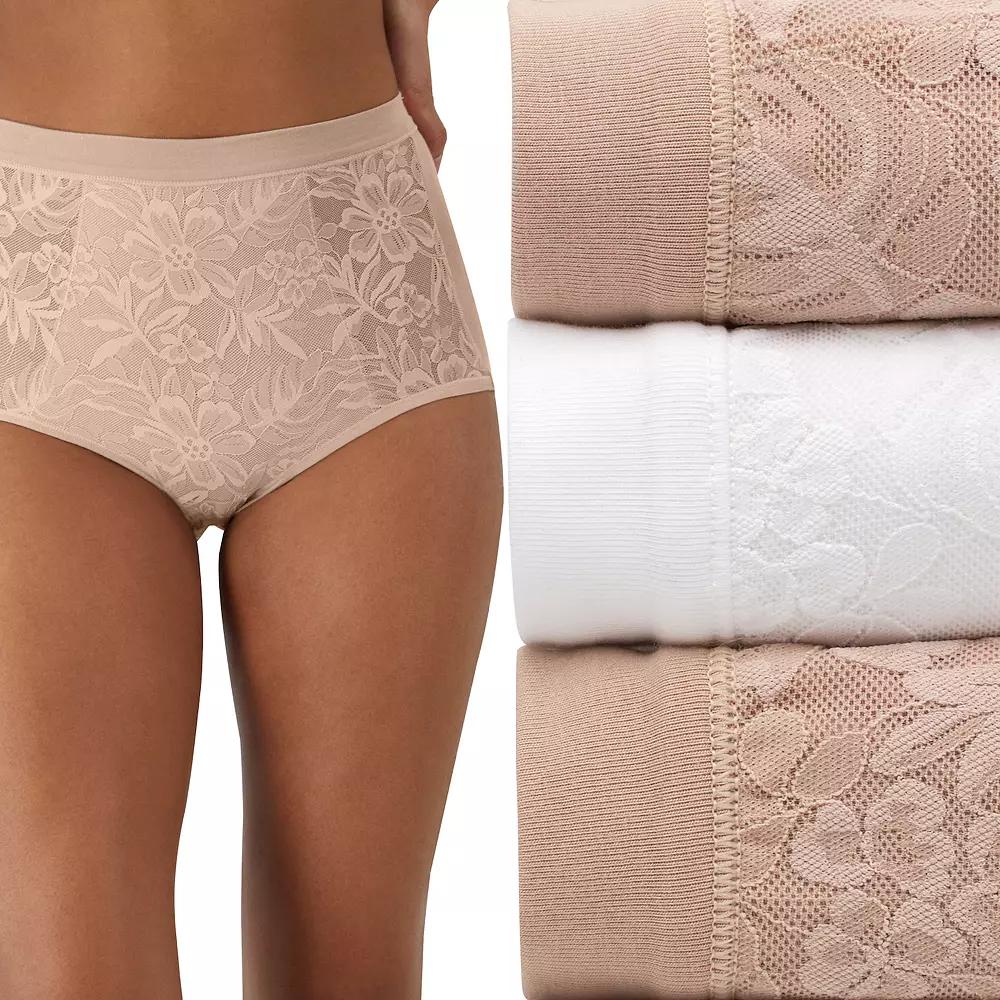 Bali Breathe Cotton Modal 3-Pack Lace High Rise Briefs DFCLB3, Women's,  Product Image