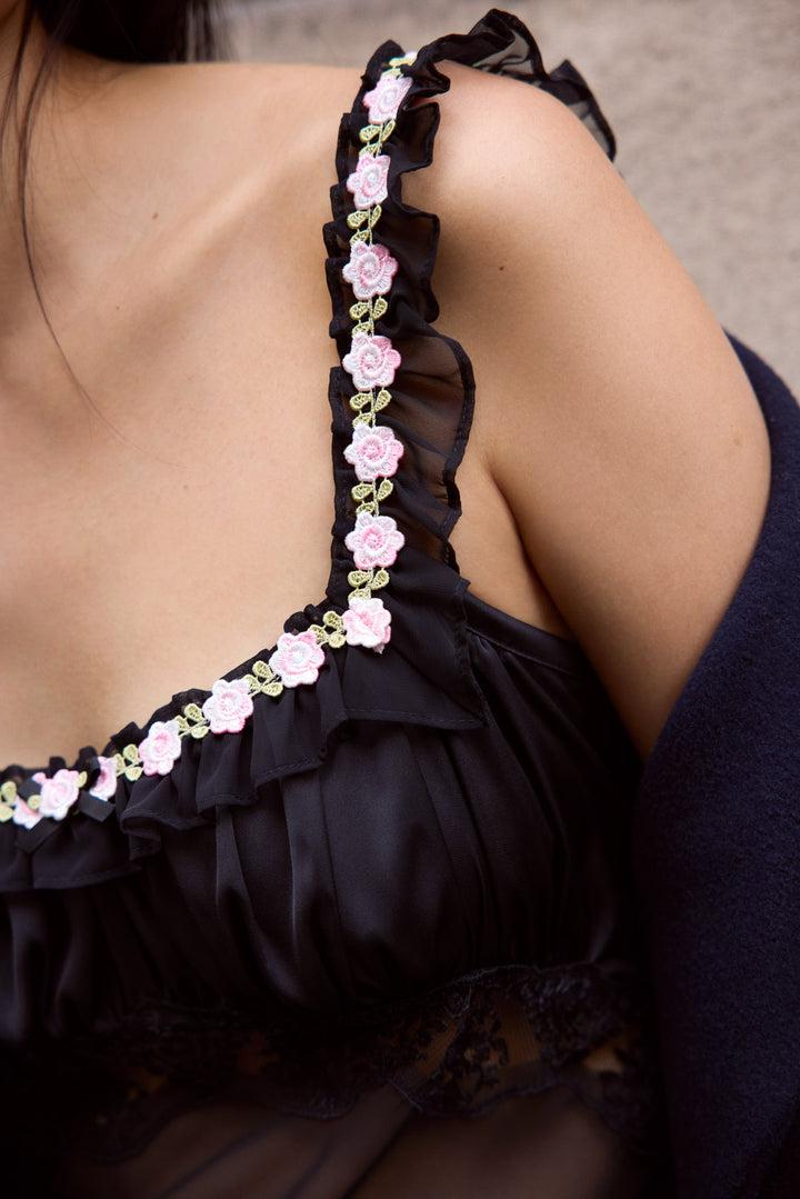 Gertrude Maxi Slip Dress — Black Product Image