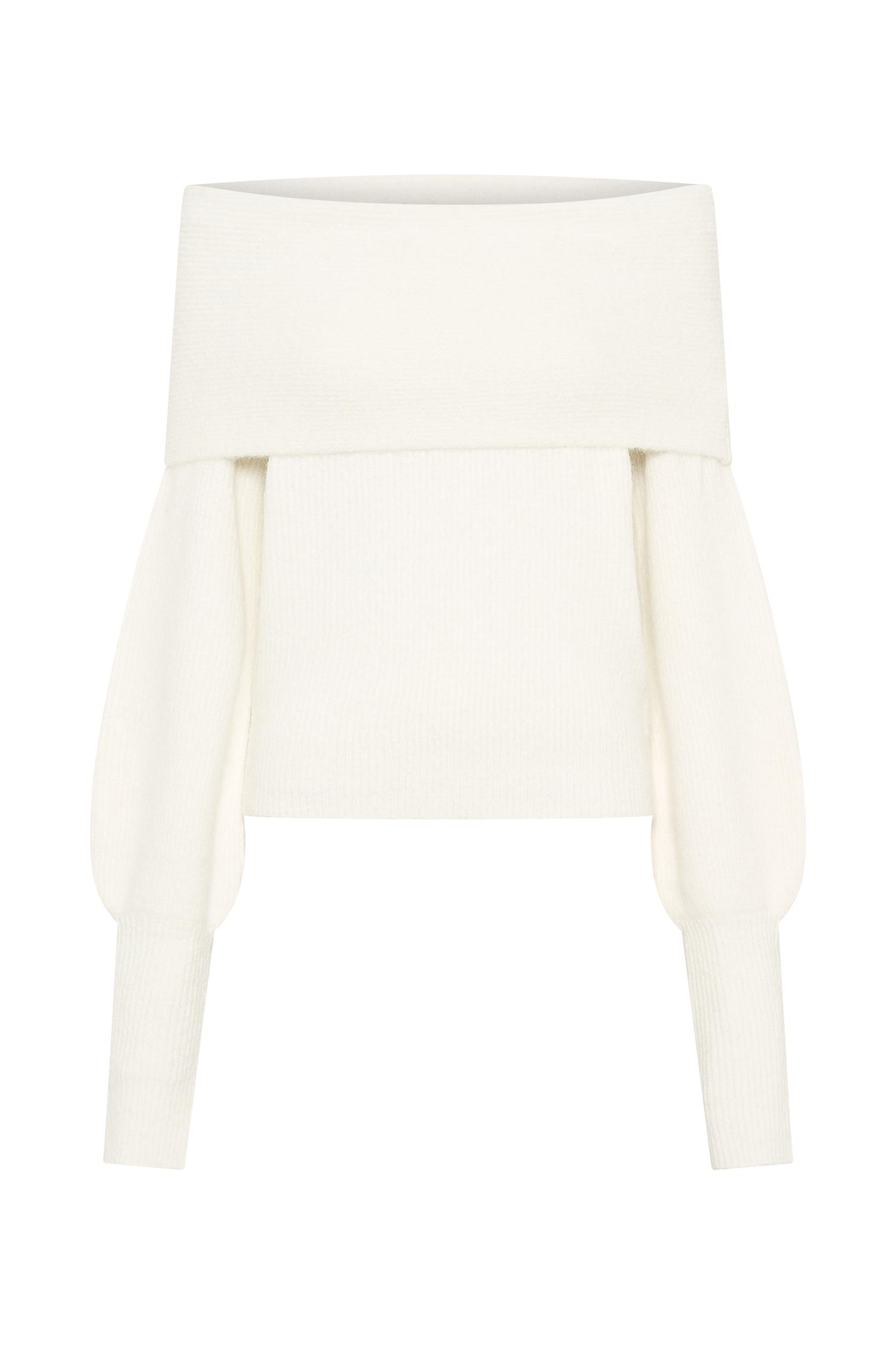 Charlotte Off Shoulder Knit Long Sleeve Top - Ivory Product Image