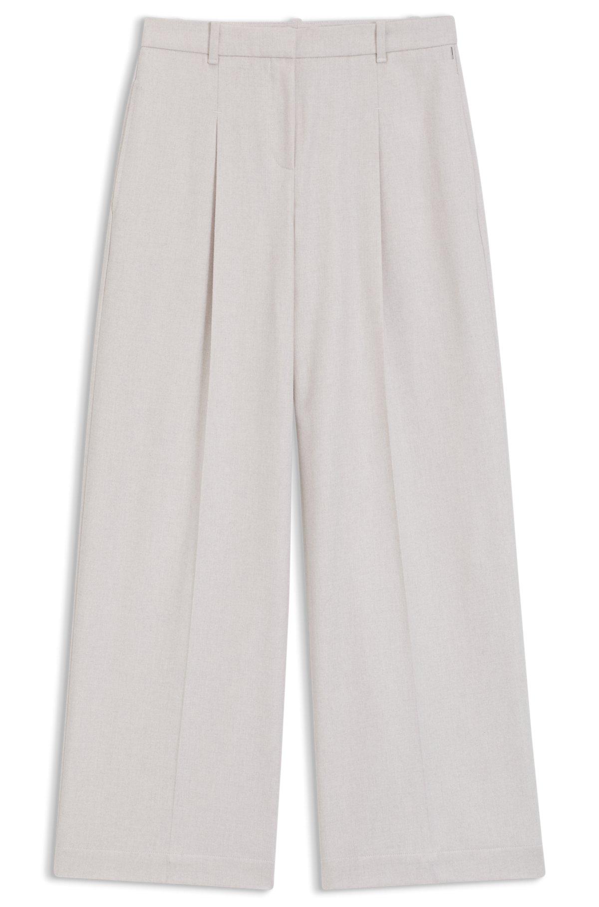Regular-fit wide-leg trousers in soft flannel Product Image