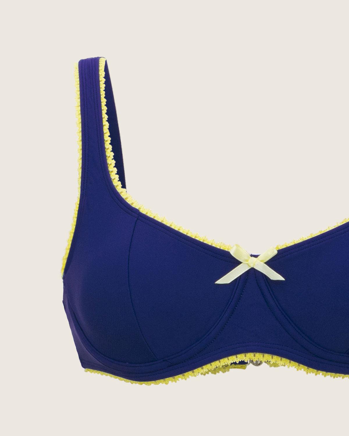 Blue Lace Contrasting Underwire Bikini Set Product Image