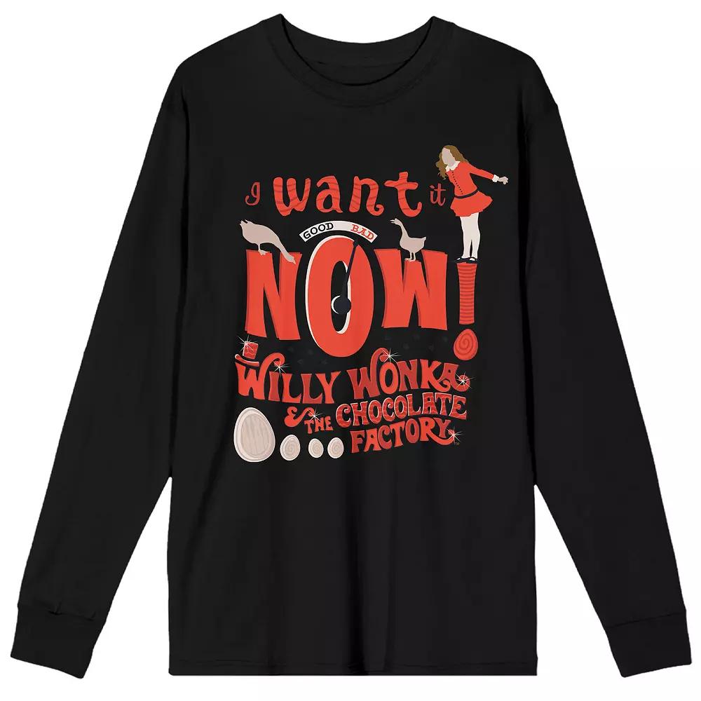 Men's Willy Wonka Want It Now Long Sleeve Tee,  Product Image