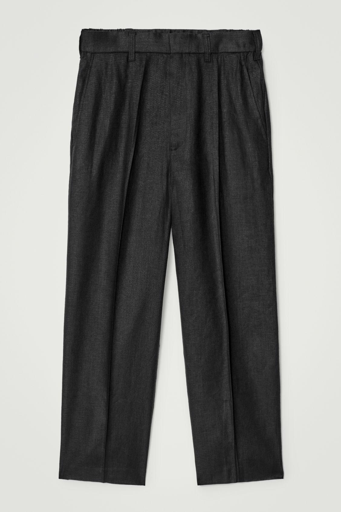 FLUID LINEN WIDE-LEG PANTS Product Image