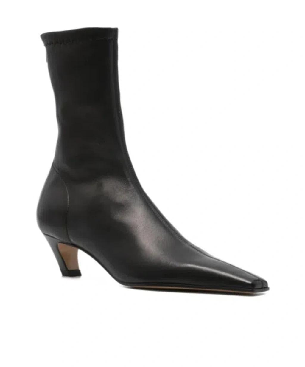KHAITE Arizona 50 Leather Ankle Boots In Black Product Image