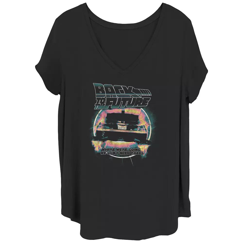 Juniors' Plus Size Back To The Future DeLorean Stamp Graphic Tee, Women's, Size: 2XL, Black Product Image