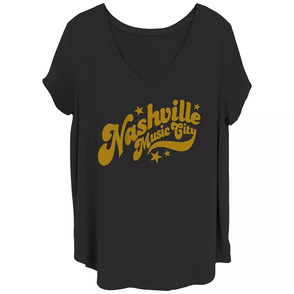 Juniors' Plus Nashville Music City V-Neck Graphic Tee, Women's,  Product Image