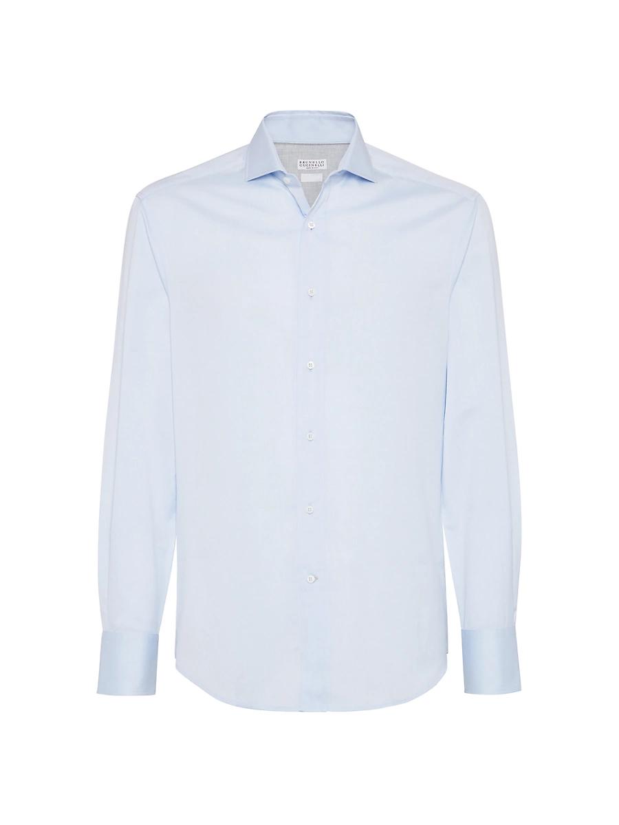 Mens Twill Slim Fit Shirt with Spread Collar Product Image