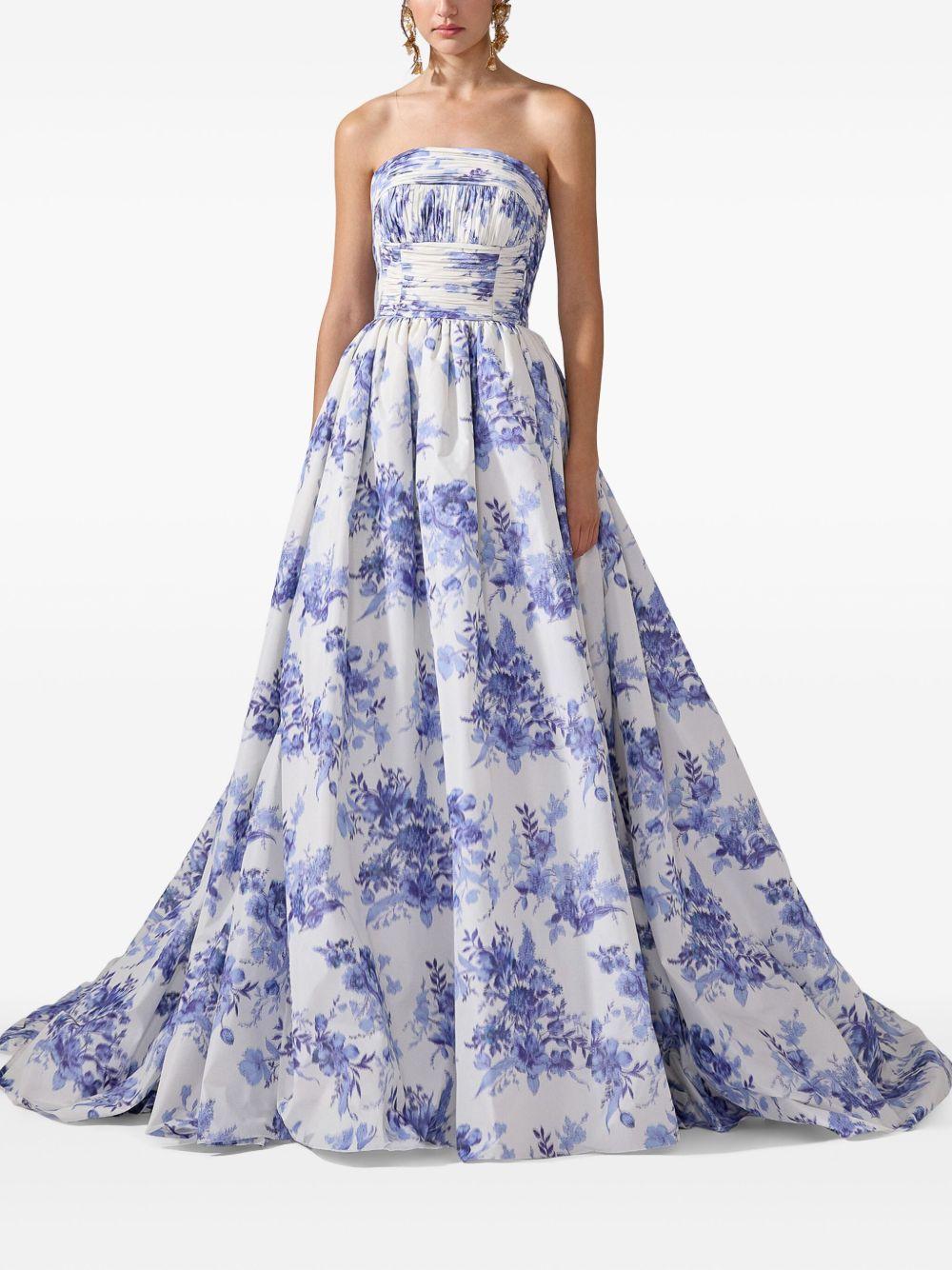 floral-print strapless gown Product Image