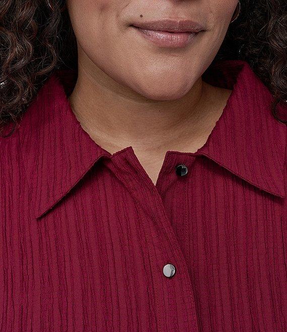 DKNY by Donna Karan Plus Size Crushed Dobby Short Sleeve Button Front Shirt Dress Product Image