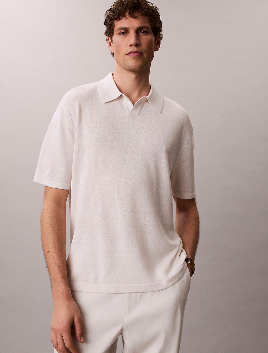 Linen Blend Polo Sweater Product Image