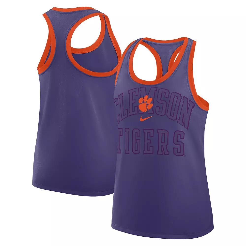 Women's Nike Purple Clemson Tigers Primetime Tri-Blend Racerback Tank Top,  Product Image