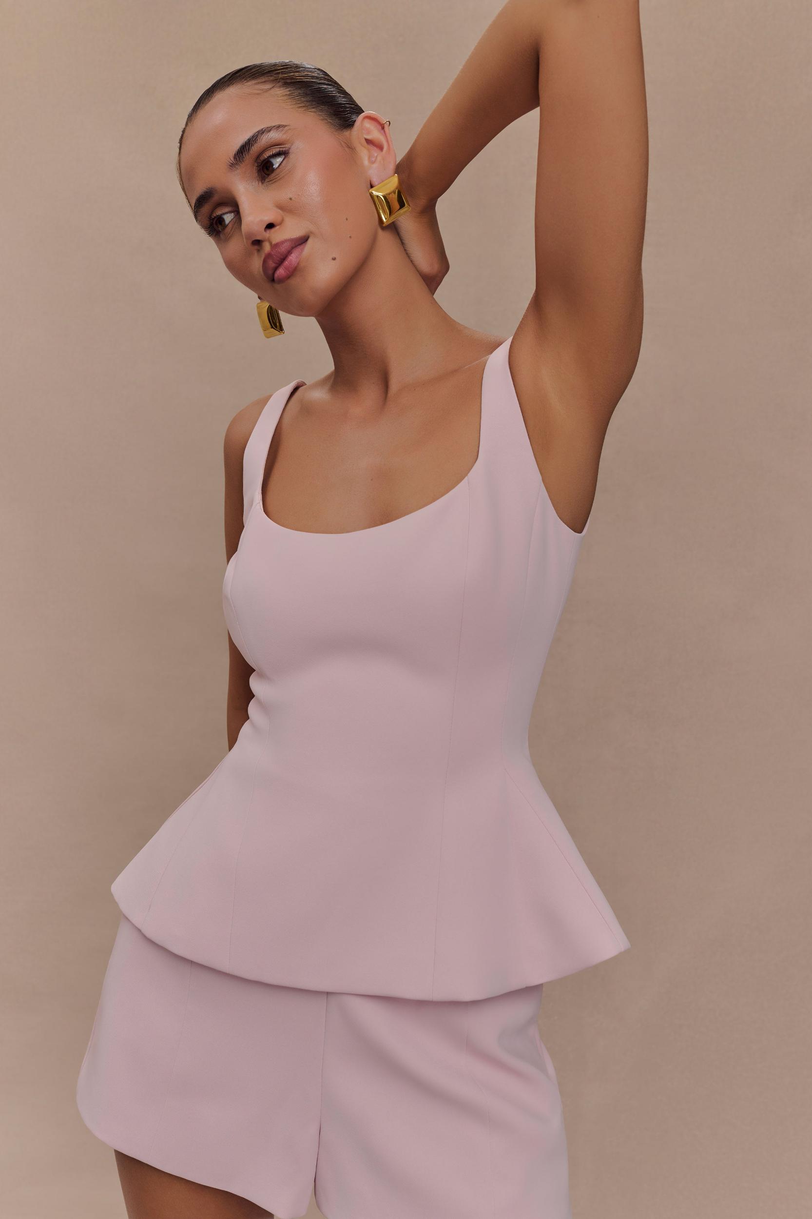 Korrie Suiting Peplum Top - Powder Pink Product Image