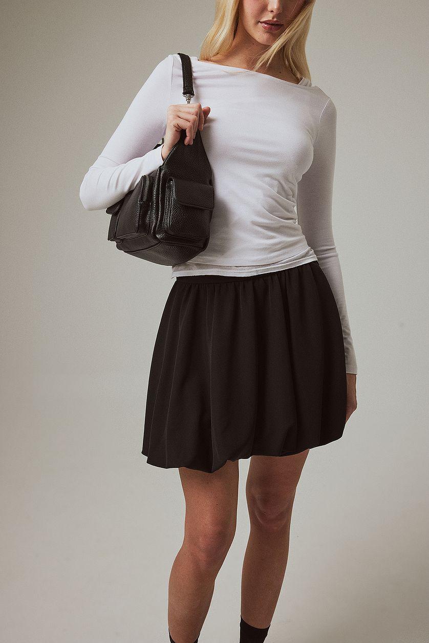Bubble Hem Mini Skirt Black Product Image