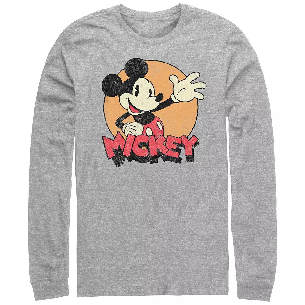Men's Mickey Mouse Waving Graphic Tee, Size: Large, Athletic Grey Product Image