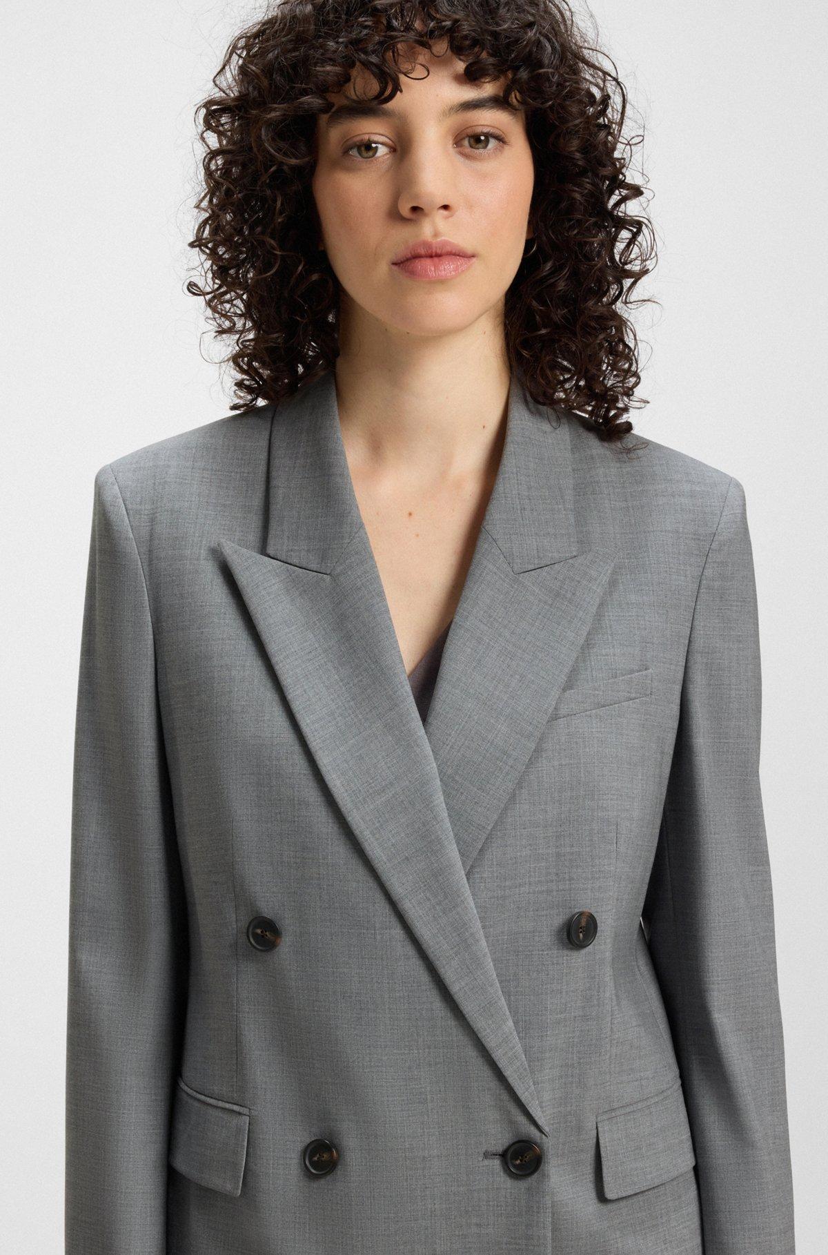 BOSS - Regular-fit blazer in melange virgin wool - Dark Grey Product Image