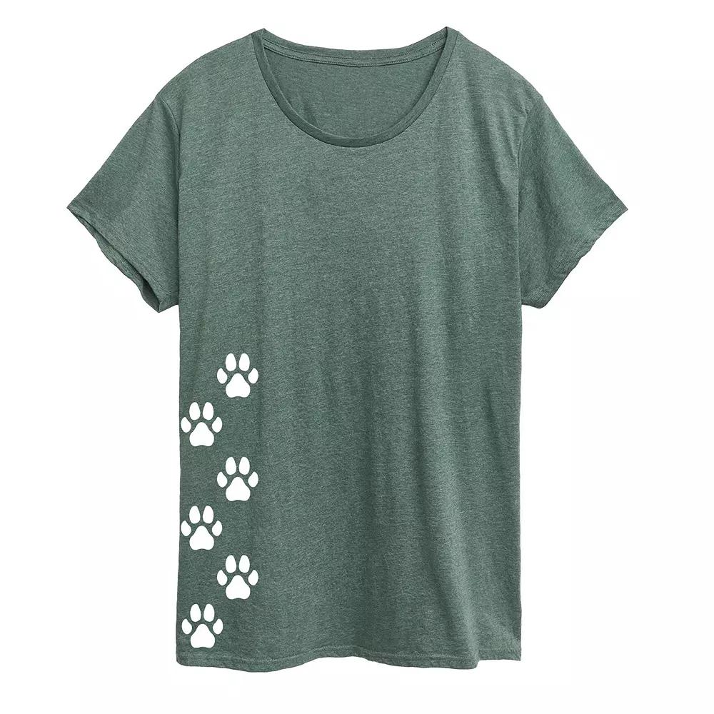 Plus Vertical Pawprints Graphic Tee, Women's,  Product Image