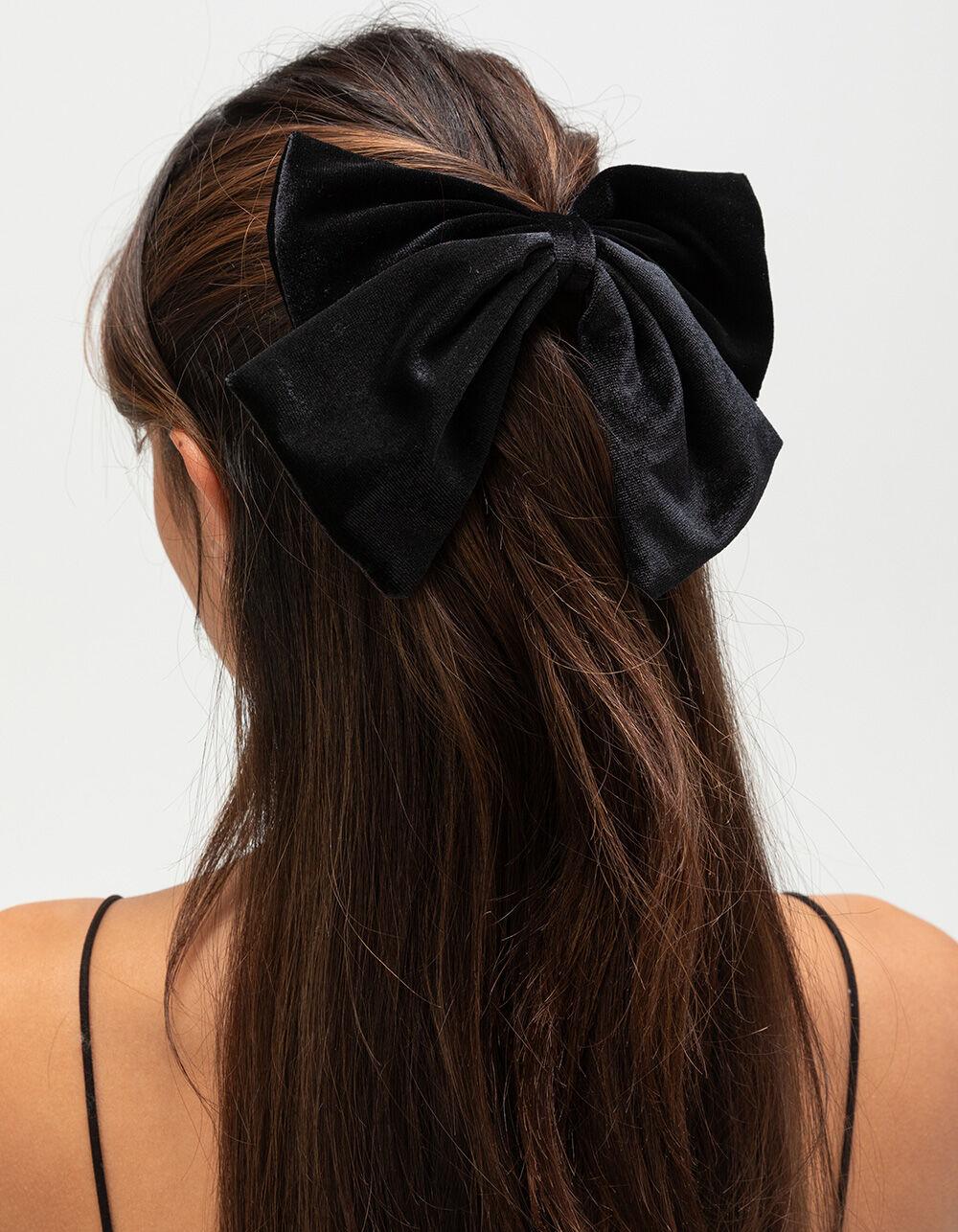FULL TILT Velvet Bow Hair Clip - BLACK Product Image