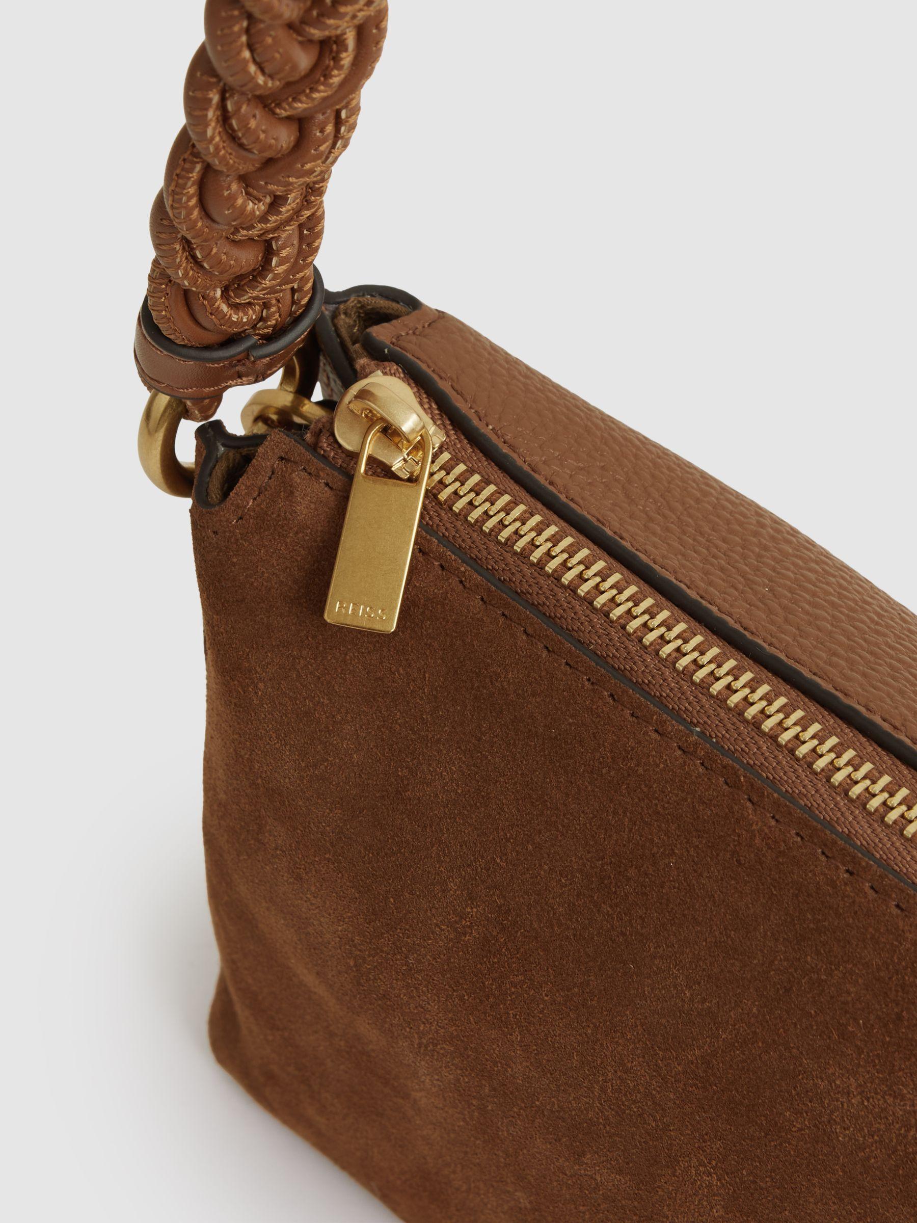 Suede Plaited-Strap Cross-Body Bag in Tan Product Image