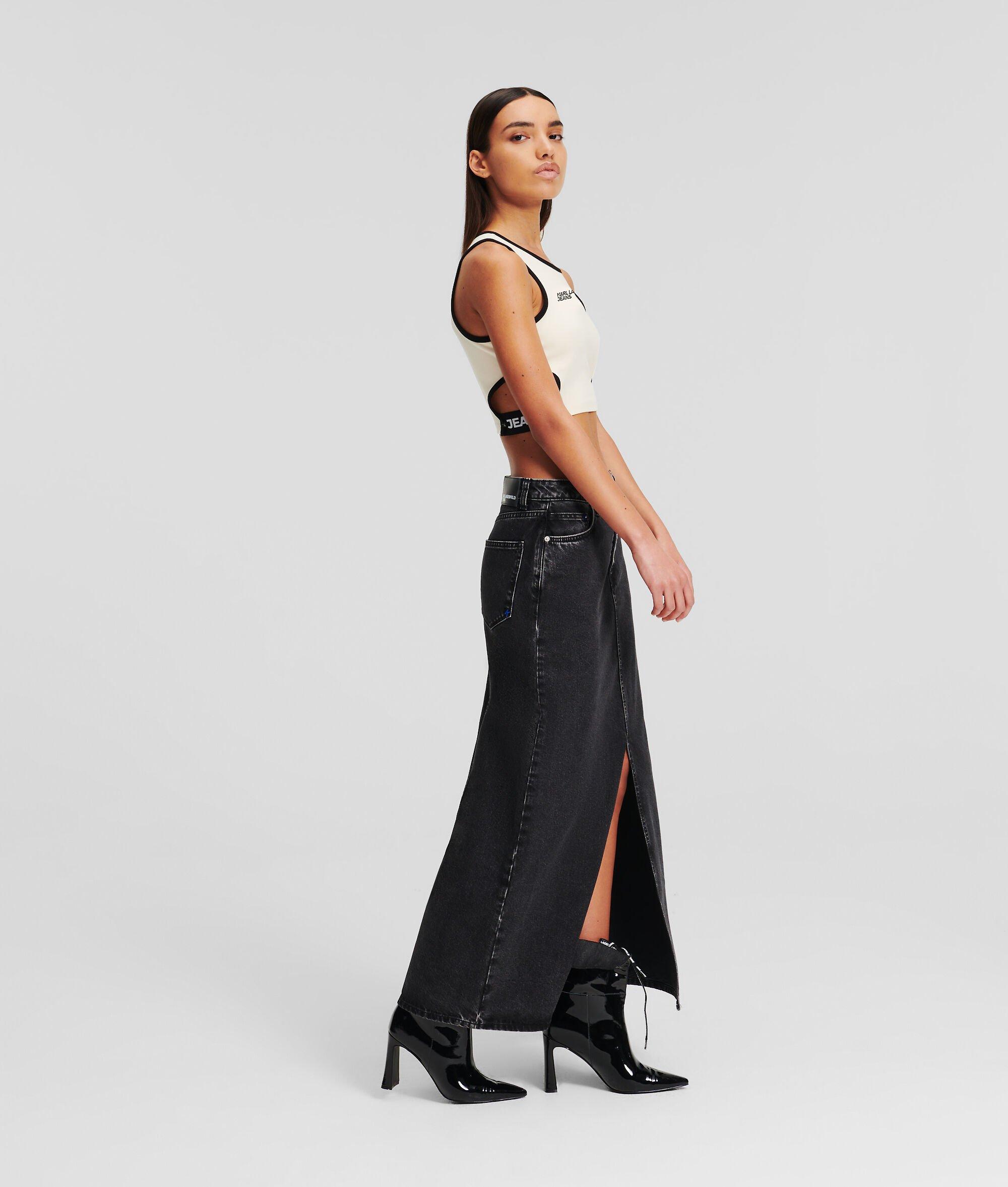 HIGH-RISE DENIM MAXI SKIRT Product Image