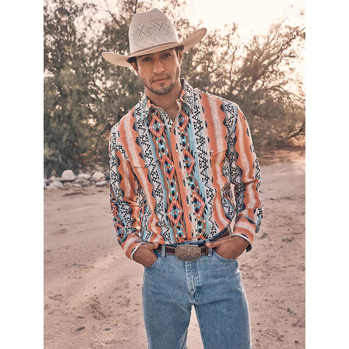 Men's Checotah® Long Sleeve Western Snap Printed Shirt in Ocean Product Image