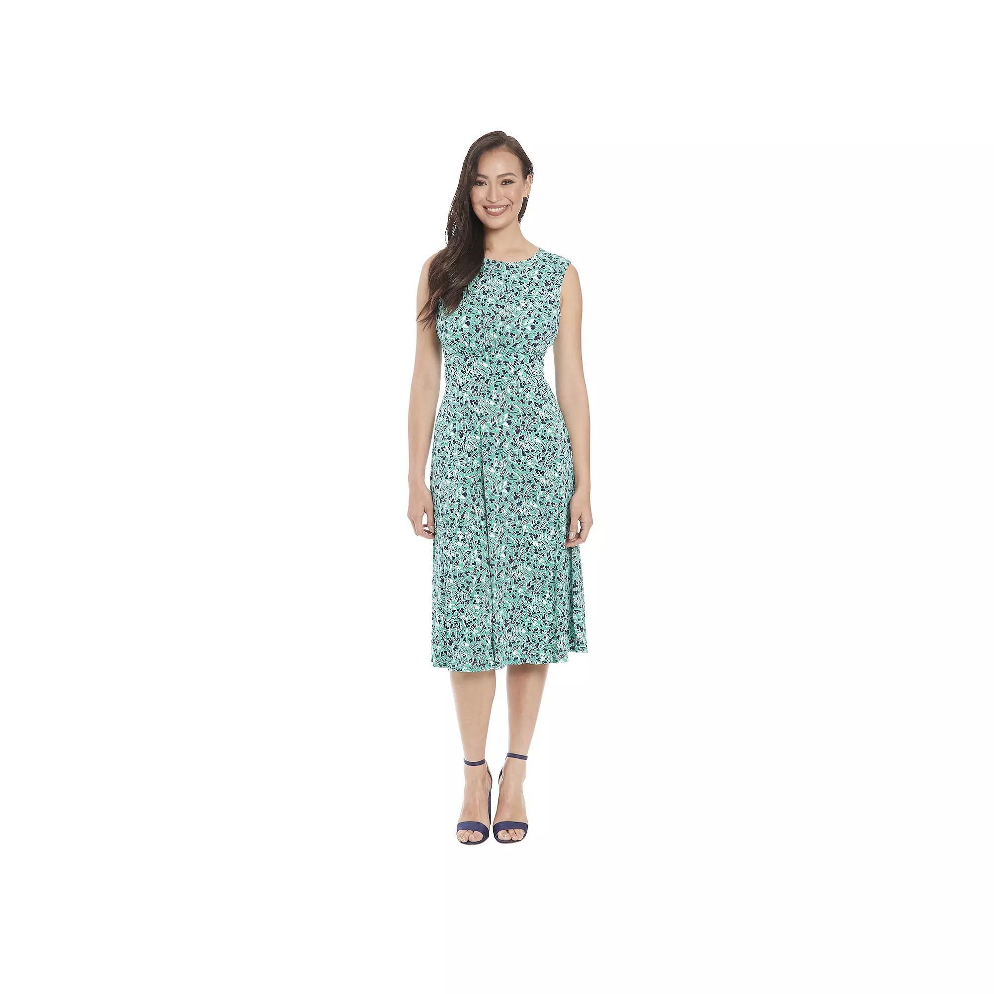 Women's London Times Inset Waist Print Midi Dress,  Product Image