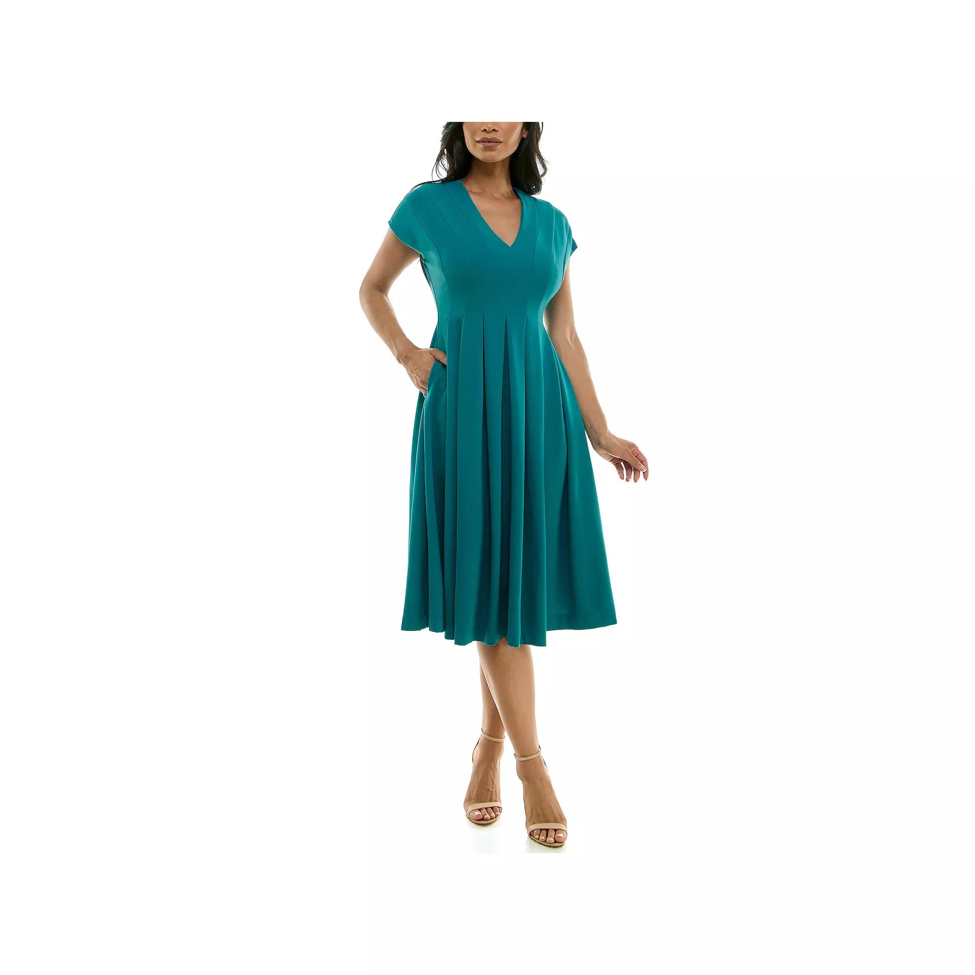Women's Maison Tara Invert Pleat Fit And Flare Dress, Size: 10, Juniper Product Image