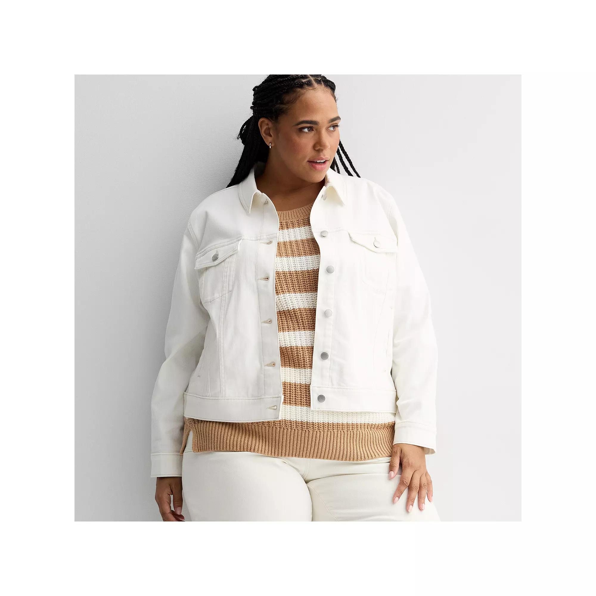 Plus Size Sonoma Goods For Life® Denim Jacket, Women's, Size: 5XL, White Product Image