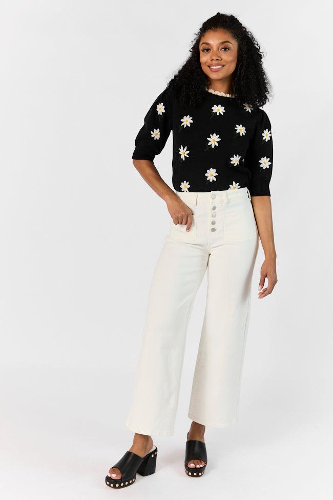 Sutton White Wide Leg Patch Pocket Jeans FINAL SALE Product Image