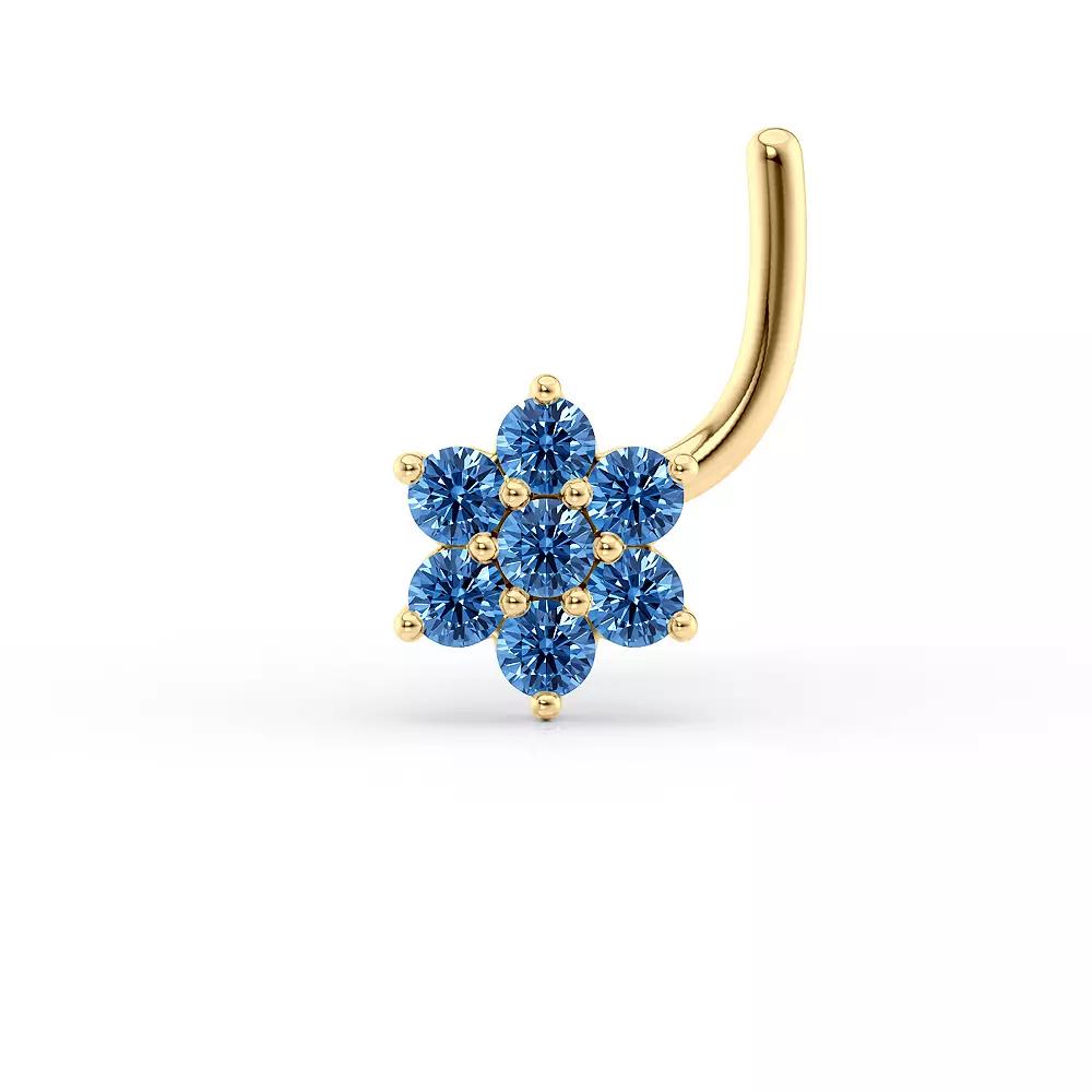 Lila Moon 14k Gold Blue Cubic Zirconia Curved Nose Stud, Women's Product Image