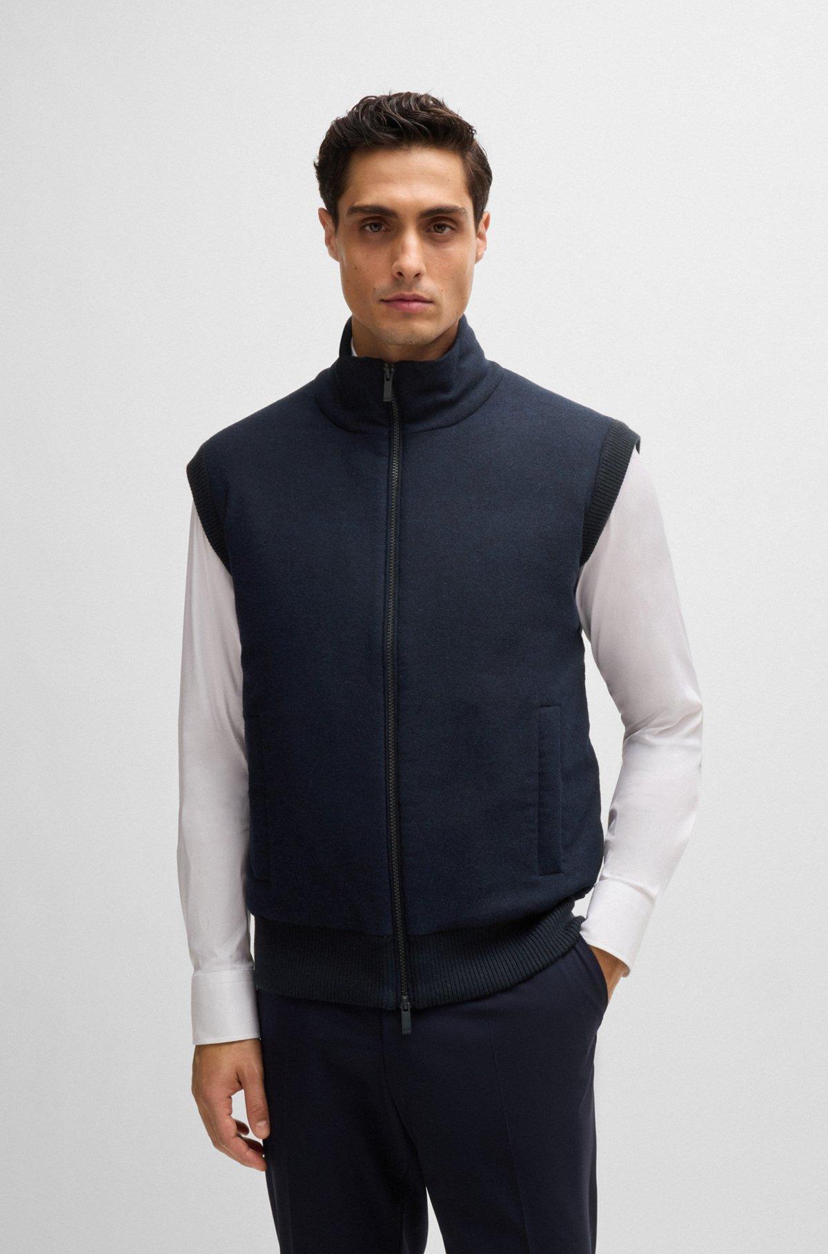 Regular-fit gilet with brushed-flannel front Product Image
