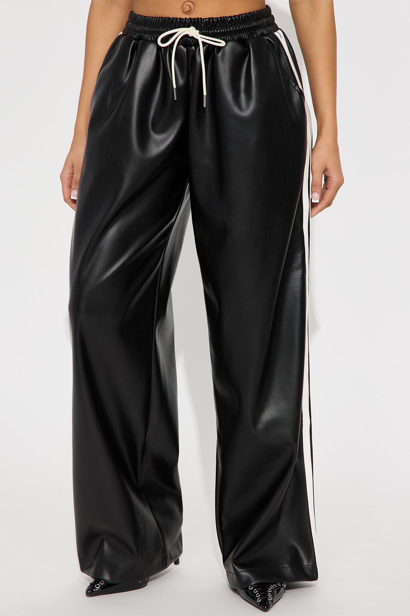 Misha Faux Leather Track Pant - Black Product Image