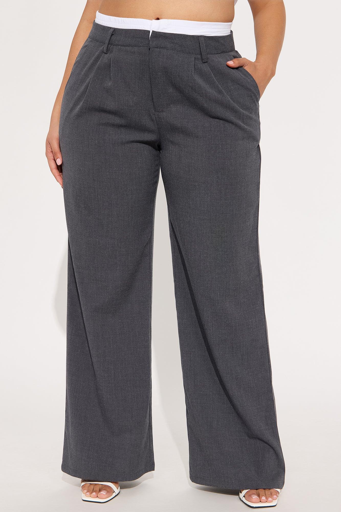 Missy Double Waistband Trouser Pant - Charcoal Product Image