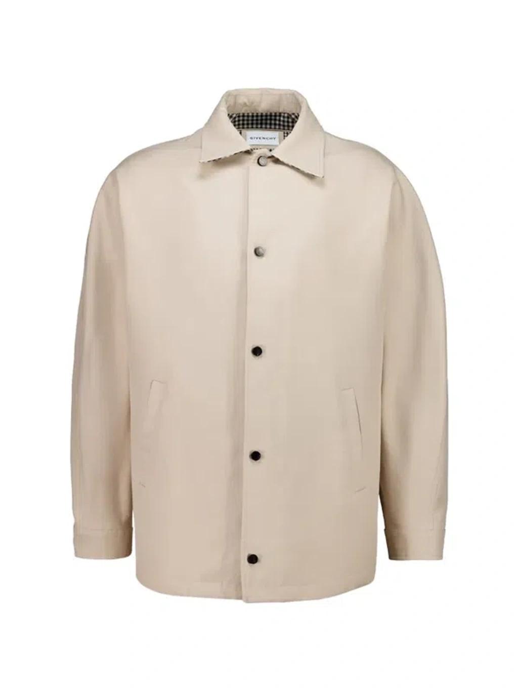 GIVENCHY Mens Beige Relaxed-fit Brand-patch Cotton-poplin Jacket Xl In Pink Product Image