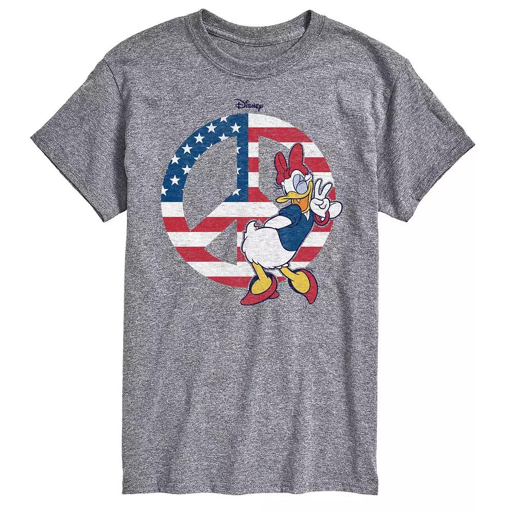 Disney's Daisy Duck Men's Americana Peace Sign Graphic Tee, Size: XL, Gray Product Image