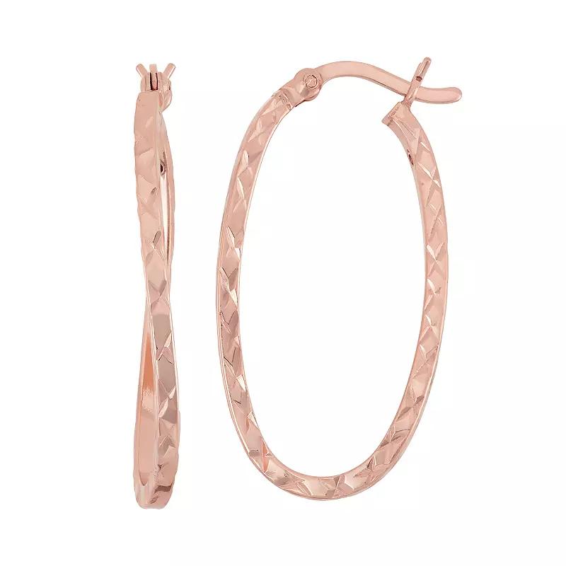Jordan Blue 14k Rose Gold Over Silver Twist Oval Hoop Earrings, Women's, Pink Product Image