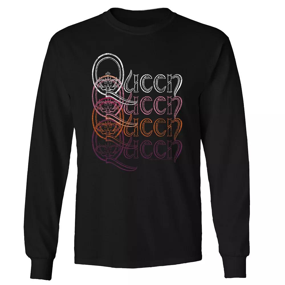 Men's Queen Repeat Logo Long Sleeve, Size: XL, Black Product Image
