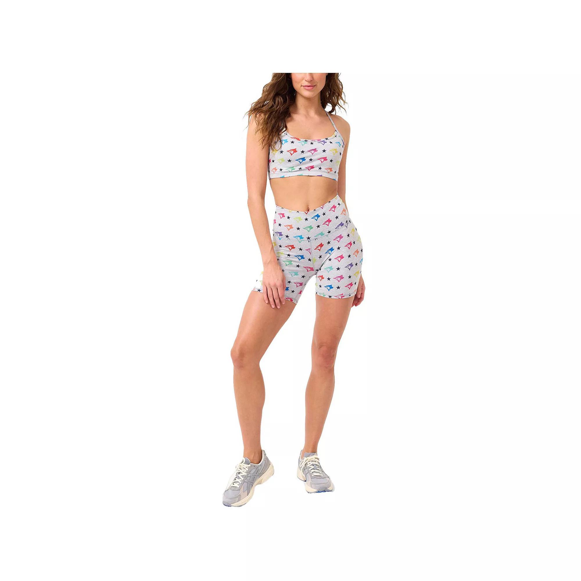 Womens Terez Gray Toronto Blue Jays TLC Printed High-Waisted Bike Shorts Product Image