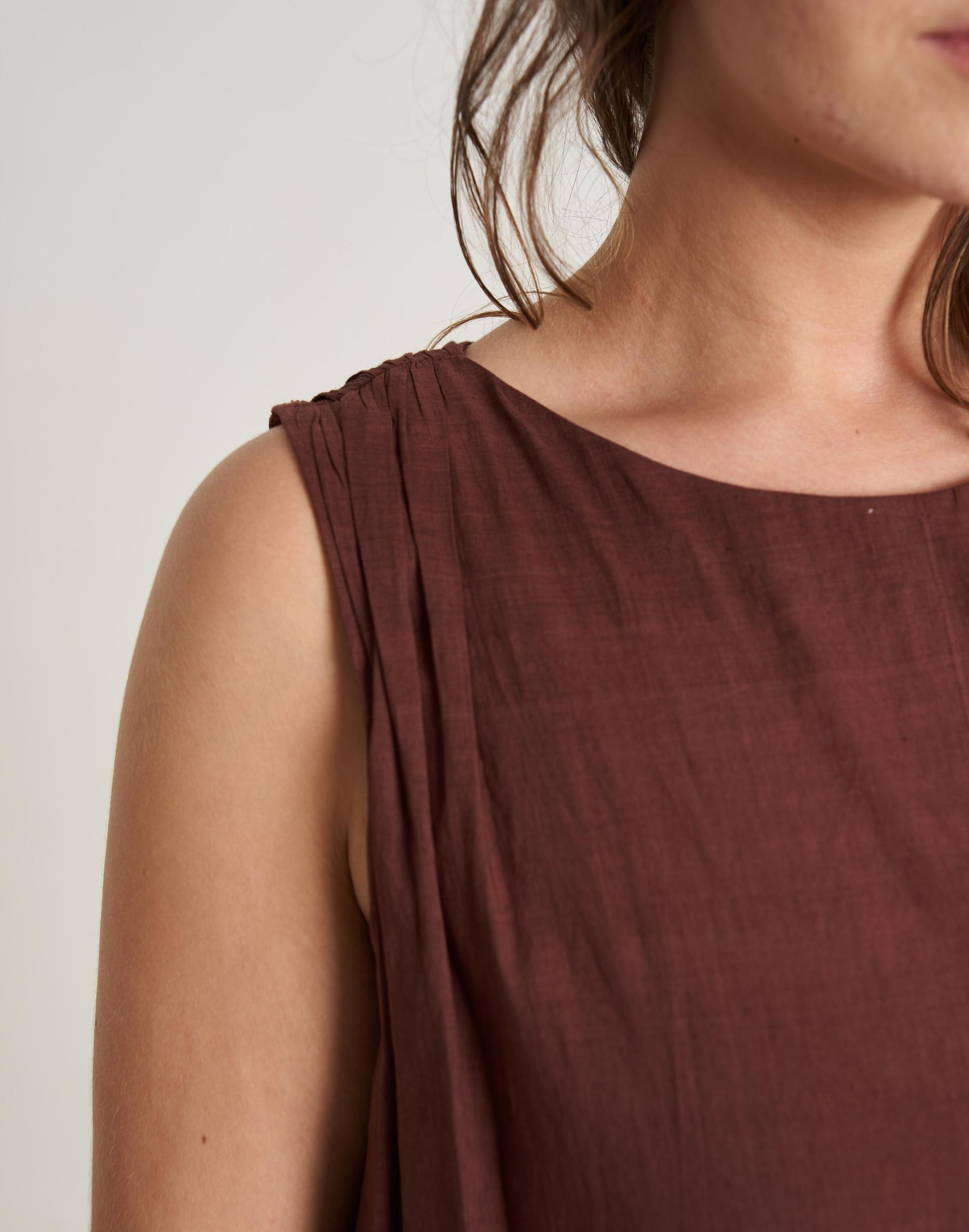 Cocoa Brown Pleated Twirl Dress Product Image