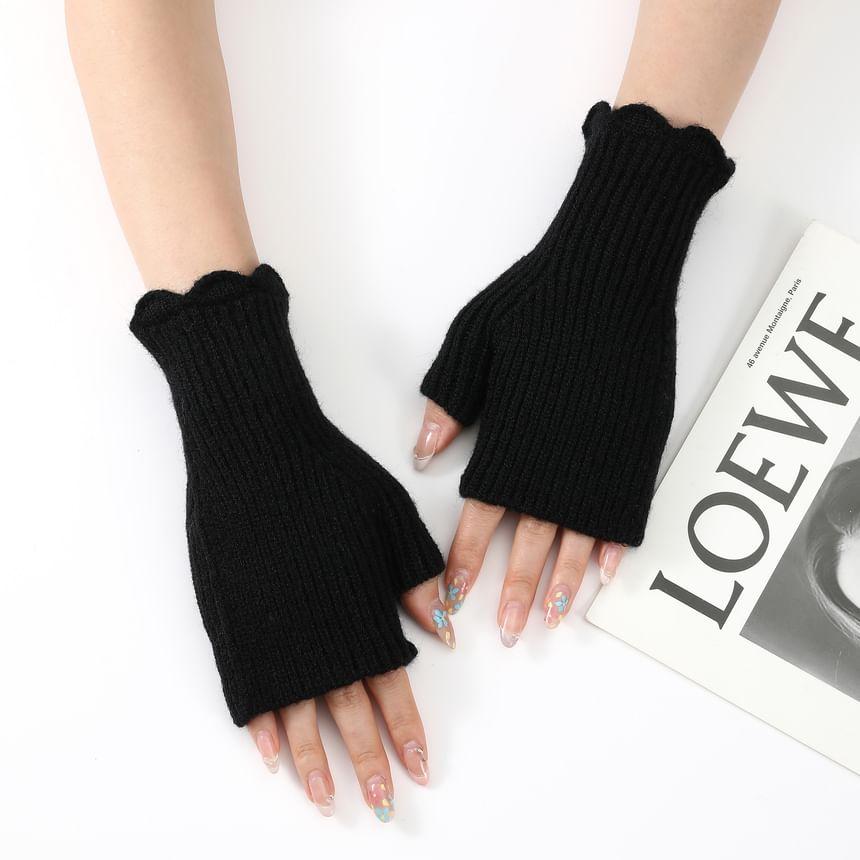 Ribbed Knit Fingerless Gloves Product Image