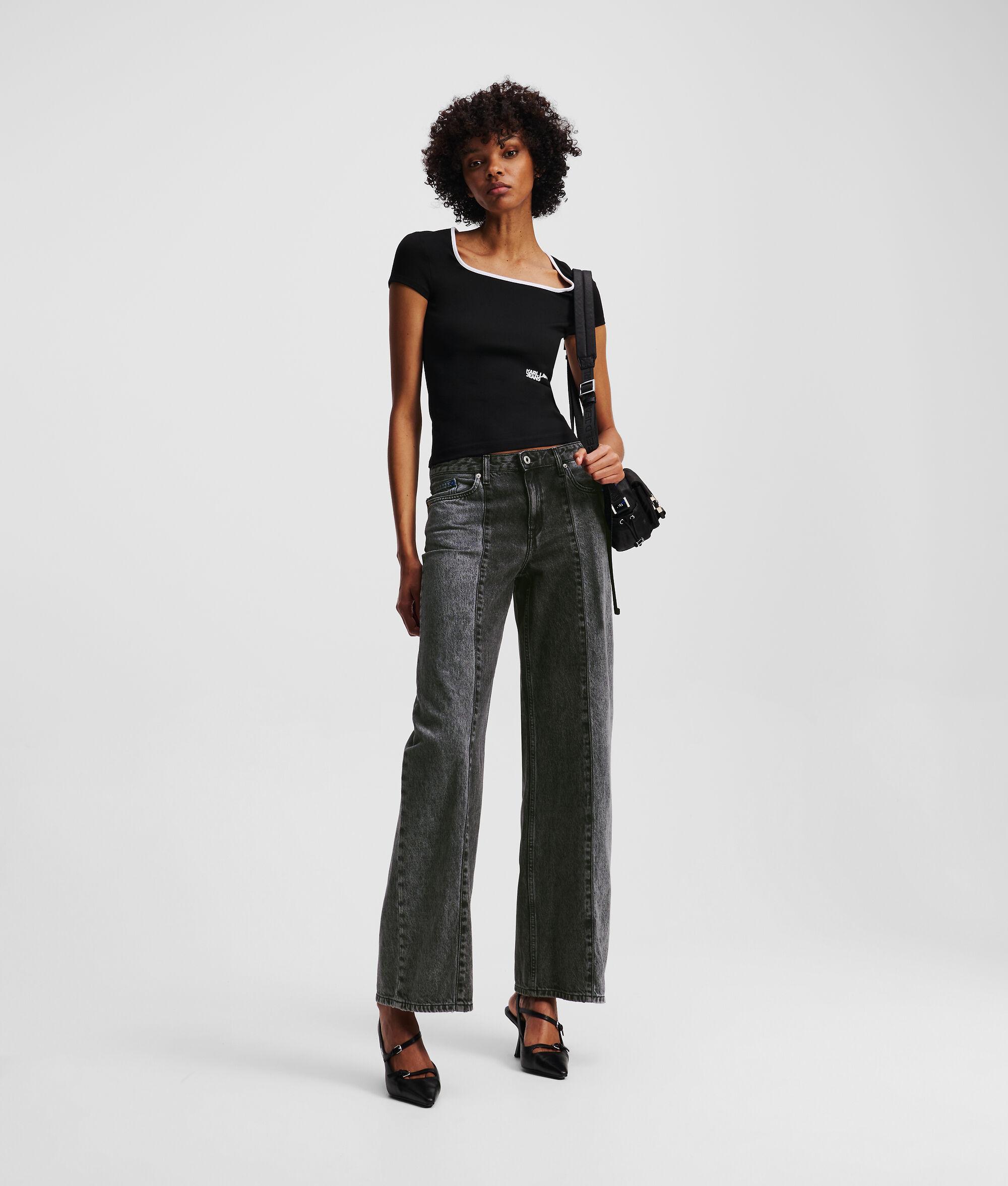 TWO-TONE MID-RISE RELAXED JEANS Product Image
